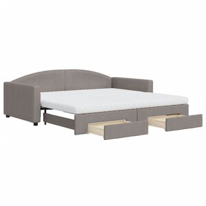 vidaXL Dagb&auml;dd utdragbar med l&aring;dor taupe 100x200 cm tyg