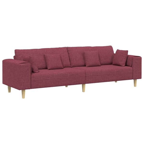 vidaXL Soffa med kudde Vinr&ouml;d 250 x 77 x 76 cm tyg