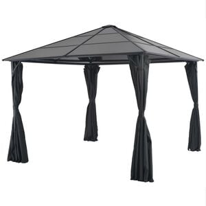vidaXL Paviljong med draperi aluminium 3x3 m svart