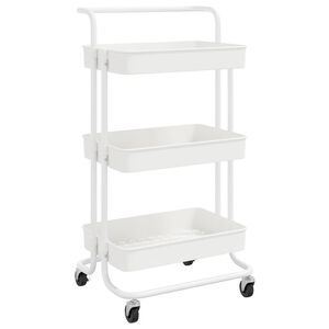 vidaXL Rullvagn 3 v&aring;ningar vit 42x35x85 cm j&auml;rn och ABS