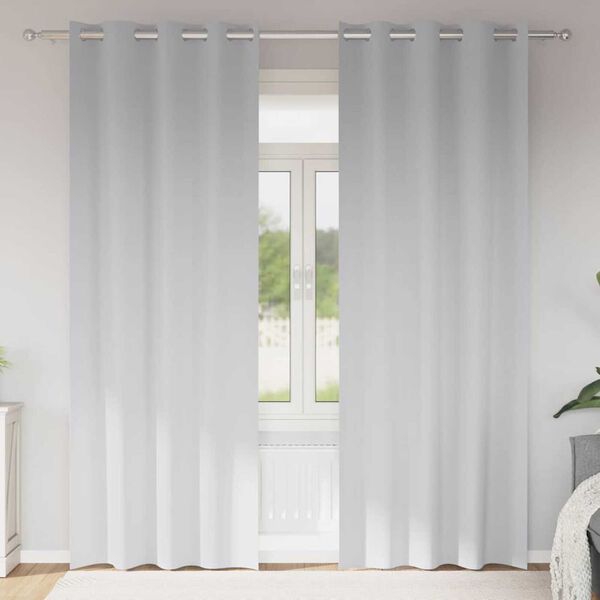 vidaXL M&ouml;rkl&auml;ggningsgardiner med Ringar 2 pcs Ljusgr&aring; 260 x 140 cm