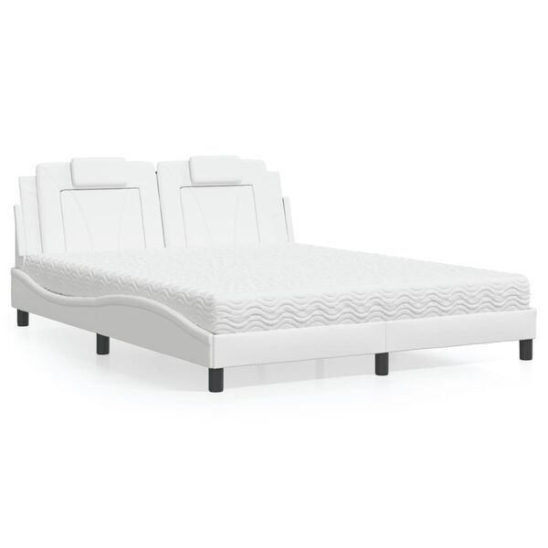 vidaXL Bed "Viana" with Mattress White 160x200 cm Faux Leather