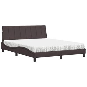 vidaXL Bed with Mattress "Hanko" Dark Brown 160x200 cm Fabric