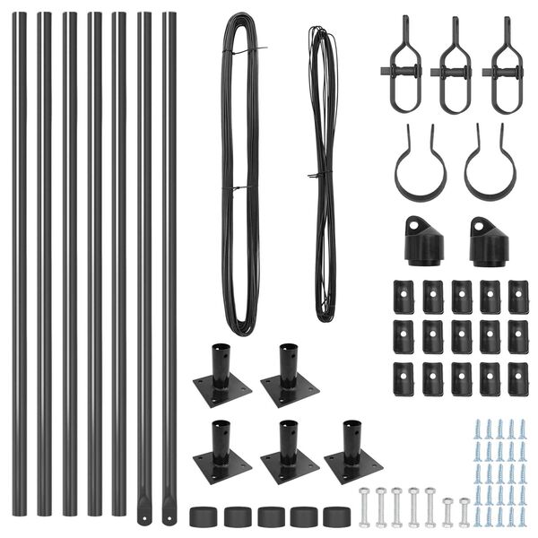 vidaXL Staketstolpar 7 pcs Grå Ø32mm 90 cm Galvaniserat stål