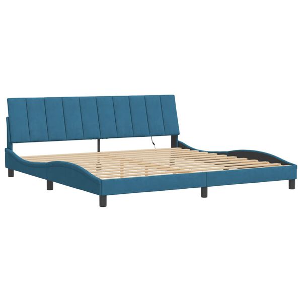 vidaXL Bed Frame with LED without Mattress "Hanko" Blue 200x200 cm Velvet