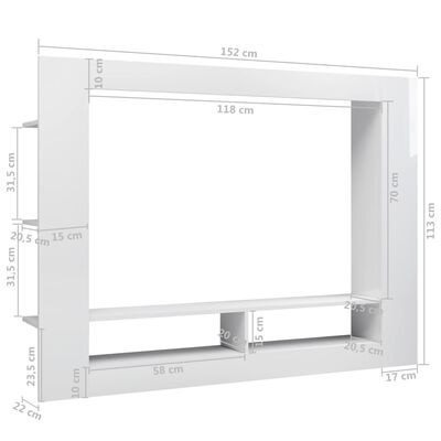 vidaXL TV-bänk vit högglans 152x22x113 cm spånskiva