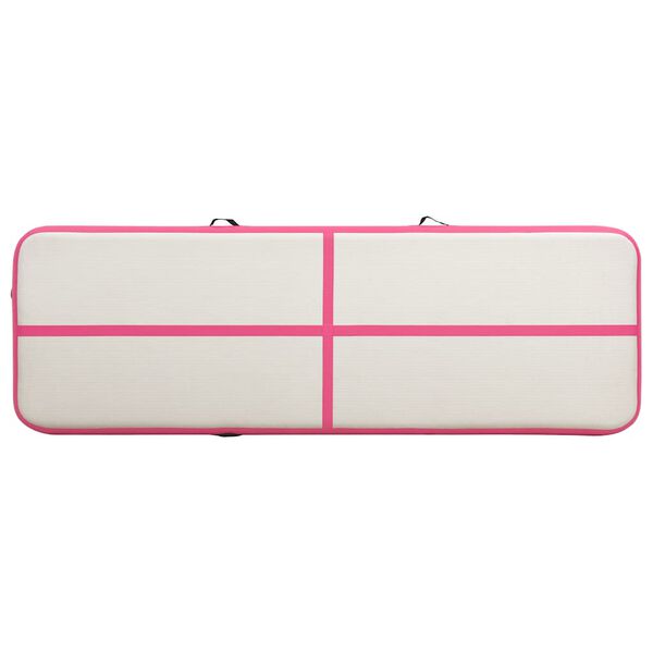 vidaXL Uppbl&aring;sbar gymnastikmatta med pump 300x100x15 cm PVC rosa
