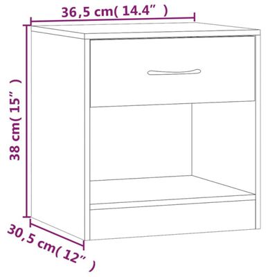 vidaXL Sängbord 2 st med låda vit