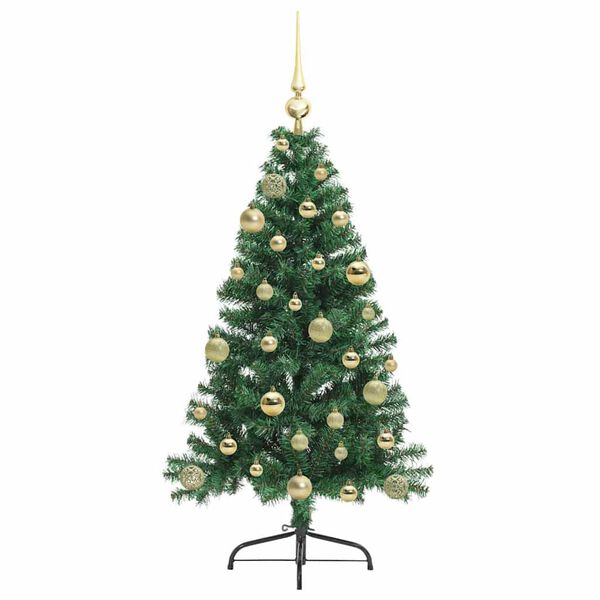 vidaXL Konstgjord F&ouml;rbelyst Julgran med 150 LED-lampor Gr&ouml;n 120 cm PVC