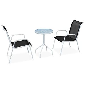 vidaXL Caf&eacute;set 3 delar st&aring;l svart