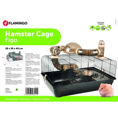 FLAMINGO Hamsterbur Figo 58x38x40 cm svart och brun