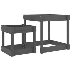 vidaXL Sandbord 2 st gr&aring; massiv furu