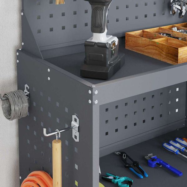 vidaXL Verktygsvagn med hjul Antracit 65 x 35 x 111 cm Kallvalsad stål