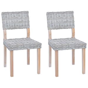 vidaXL Matstol 2 pcs Vit tv&auml;tt 46 x 55 x 84 cm Kubu Rattan