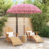 vidaXL Balinesisk Parasol Rosa 215 x 215 x 260 cm Bomull