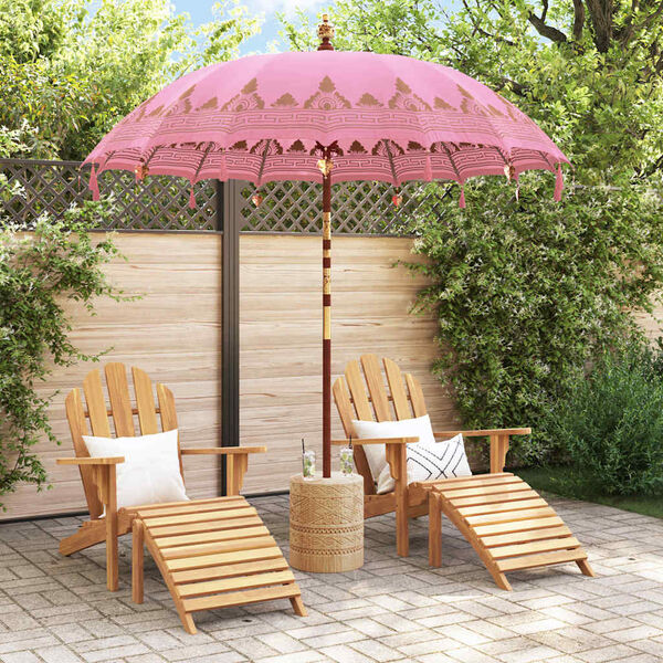 vidaXL Balinesisk Parasol Rosa 215 x 215 x 260 cm Bomull