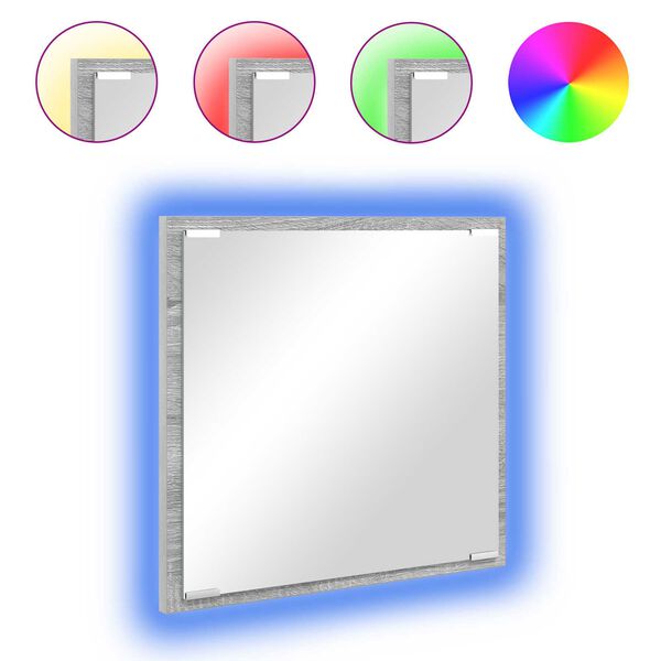 vidaXL LED Badrumsspegel Gr&aring; Sonoma 40 x 37 x 8.5 cm Konstruerat tr&auml;