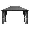 vidaXL Paviljong med draperier och dubbelt tak 3x4 m antracit