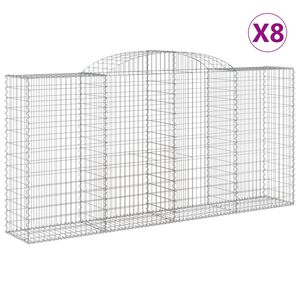 vidaXL Gabioner b&aring;gformade 8 st 300x50x140/160 cm galvaniserat j&auml;rn