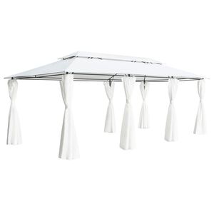 vidaXL Paviljong med draperier 600x298x270 cm vit 180g/m&sup2;