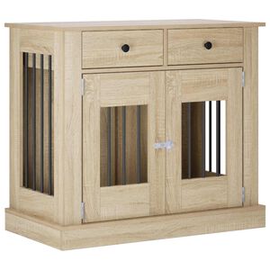 vidaXL Hundbur m&ouml;bel Sonoma-ek 90 x 47,5 x 80 cm Konstruerat tr&auml;