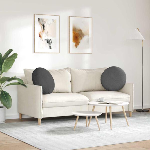 vidaXL Sittkuddar 2 pcs M&ouml;rkgr&aring; &Oslash; 50 cm Kordread tyg