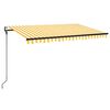 vidaXL Automatisk markis med vindsensor & LED 450x300 cm gul/vit
