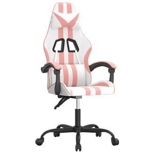 vidaXL Gamingstol vit och rosa konstl&auml;der