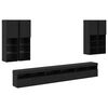 vidaXL TV v&auml;ggsk&aring;p set V&auml;ggmonterad 7 pcs Svart Ek Konstruerat tr&auml;
