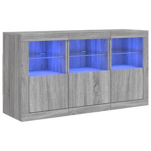 vidaXL Sk&auml;nk med LED-belysning gr&aring; sonoma 123x37x67 cm