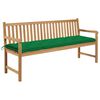 vidaXL Tr&auml;dg&aring;rdsb&auml;nk med gr&ouml;n dyna 175 cm massiv teak