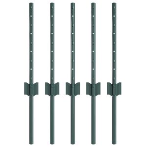 vidaXL Inb&auml;ddad staketpost 5 st Gr&ouml;n 80 cm Pulverlackerat st&aring;l
