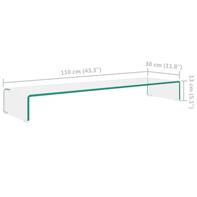vidaXL TV-bord klarglas 110x30x13 cm