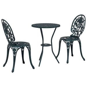 vidaXL Tr&auml;dg&aring;rds Bistro Set 3 st Gr&ouml;n Aluminium