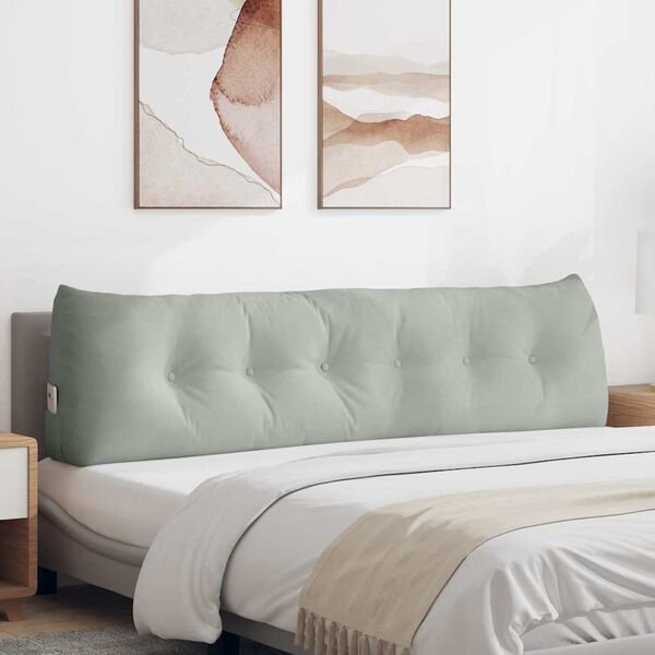 vidaXL Ryggkudde Ljusgr&aring; 180 x 24 x 50 cm Sammet