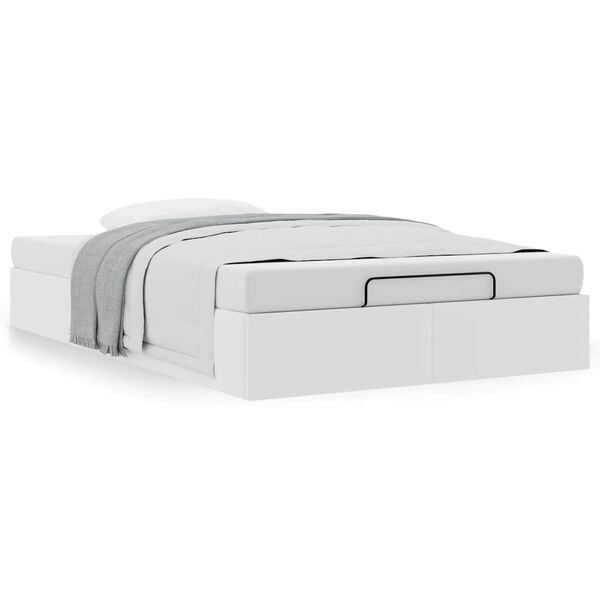 vidaXL Ottoman sängram utan madrass vit 120x200 cm konstläder