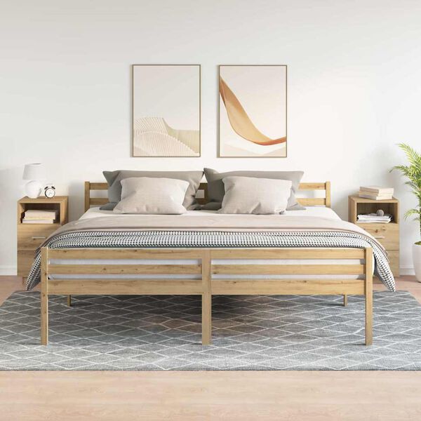 vidaXL S&auml;ngbord 2 st med 2 l&aring;dor artisan ek 36x36x68 cm