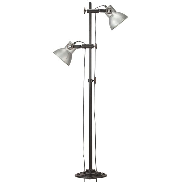 vidaXL Golvlampa med 2 lampskärmar silver E27 gjutjärn