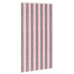 vidaXL Insektsgardin Chenille Silvergr&aring; och Rosa 118 x 220 cm 100% PP
