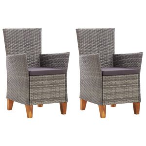 vidaXL Trädgårdsfåtöljer 2 st med dynor konstrotting grå