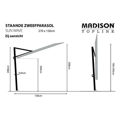 Madison Parasoll för balkongen Sun Wave 270x150 cm ecru PAC3P016
