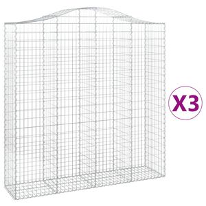 vidaXL Gabioner b&aring;gformade 3 st 200x50x200/220 cm galvaniserat j&auml;rn