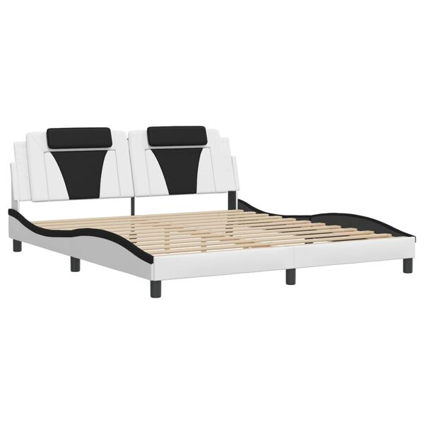vidaXL Bed Frame "Viana" with LED without Mattress White and Black 180x200 cm