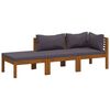 vidaXL Loungegrupp med dynor 3 delar massivt akaciatr&auml;