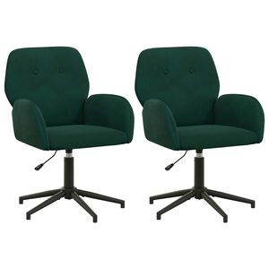 vidaXL Sv&auml;ngbara skrivbordsstolar 2 st 54 x 55 x 90 cm M&ouml;rkgr&ouml;n Sammet