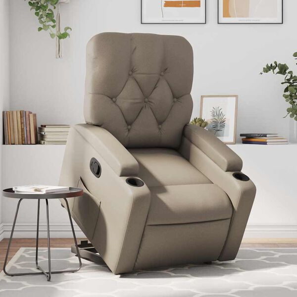 vidaXL Reclinerf&aring;t&ouml;lj med uppresningshj&auml;lp cappuccino konstl&auml;der