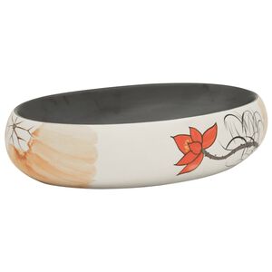 vidaXL Handfat flerf&auml;rgad oval 59x40x15 cm keramik