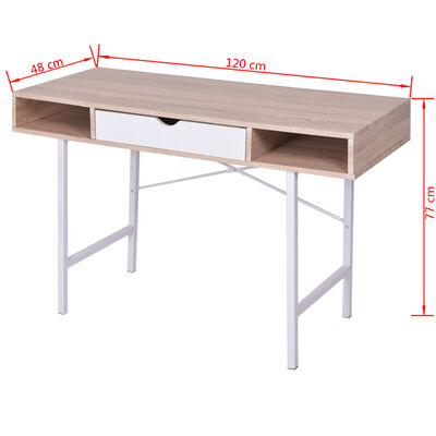 vidaXL Skrivbord med 1 låda ek och vit
