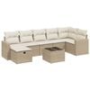 vidaXL Matgrupp f&ouml;r tr&auml;dg&aring;rden med dynor 8 delar beige konstrotting