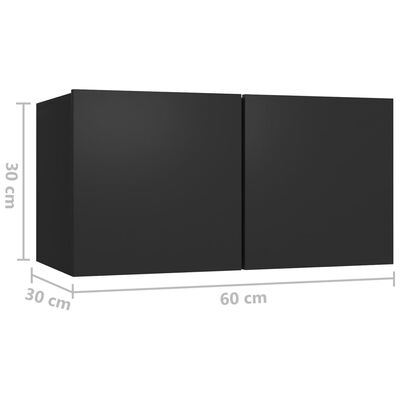 vidaXL Hängande TV-skåp svart 60x30x30 cm